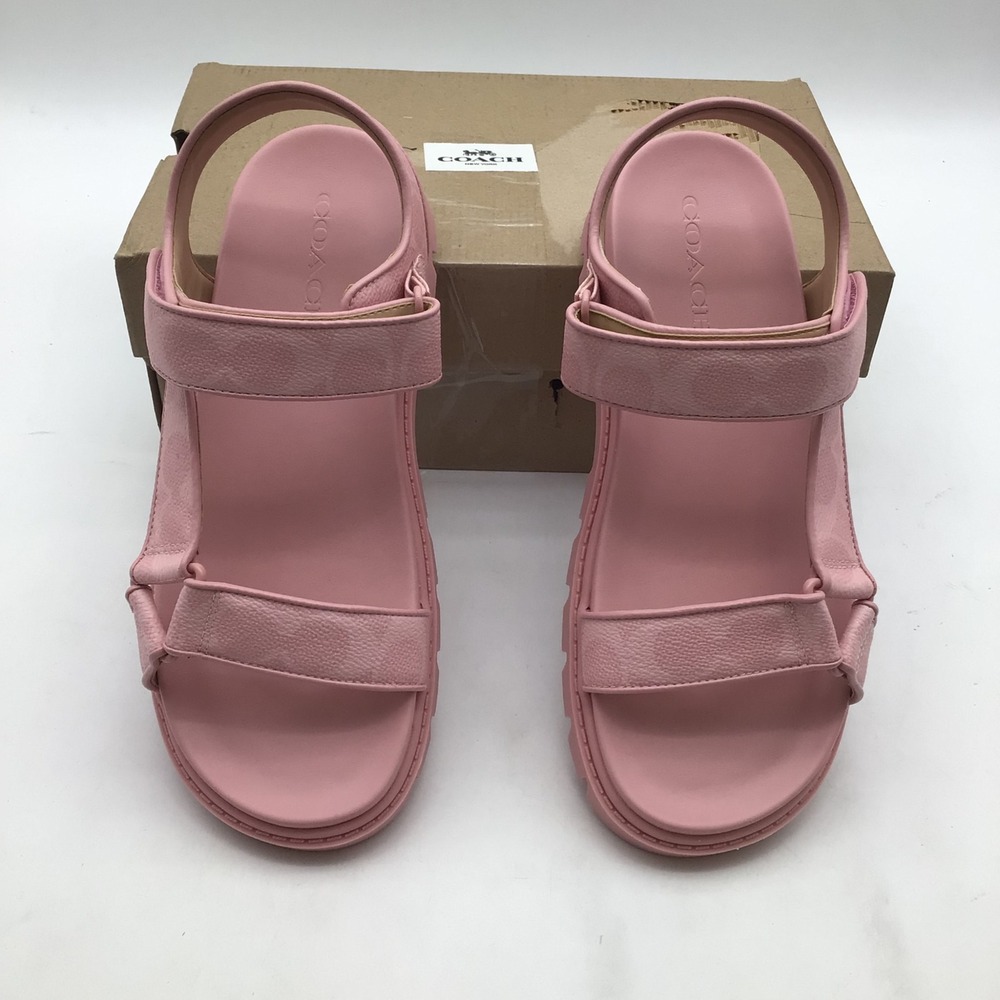 Coach Signature Sport Sandal Powder Pink Platform Lug Sole CBB91 Size 8 B NEW - Picture 3 of 6